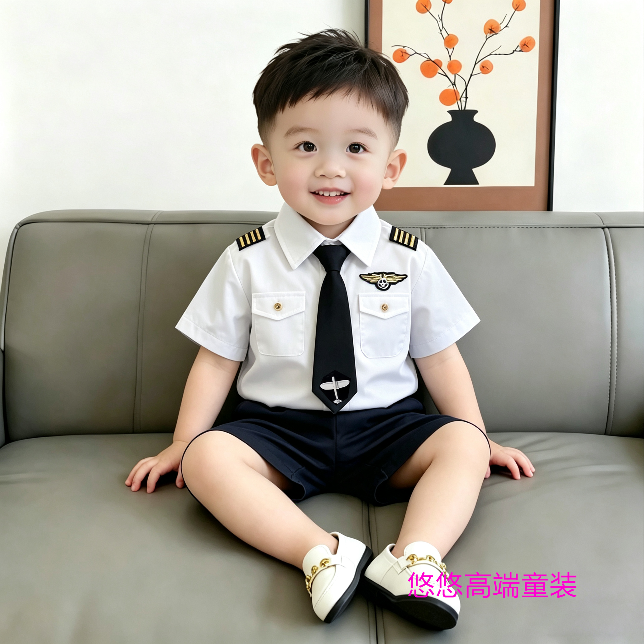 男童夏季机长礼服套装六一表演