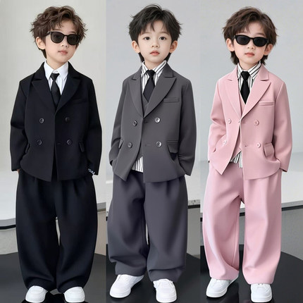 男童西装套装春秋新款休闲帅气西服花童礼服儿童主持人钢琴演出服