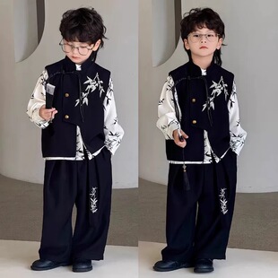 男童唐装春国风马甲套装新中式汉服小少爷国潮古装表演服儿童礼服