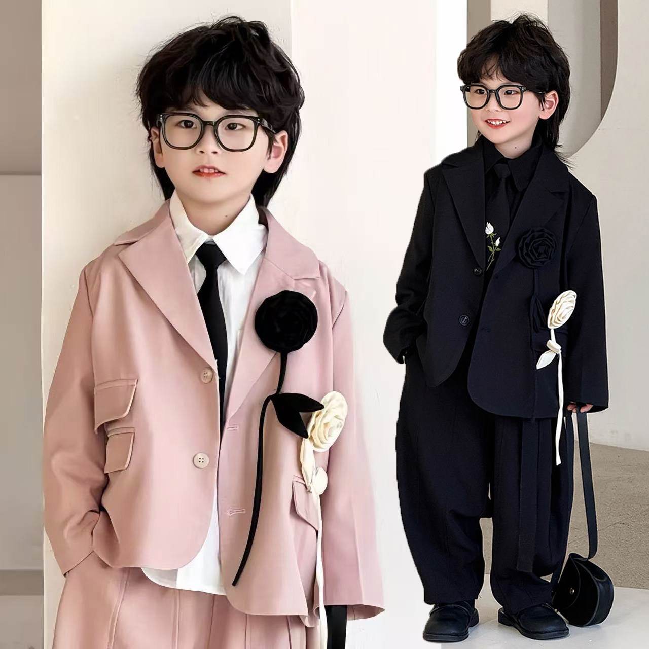 儿童西装套装春秋休闲帅气西服花童男童礼服主持人钢琴走秀演出服