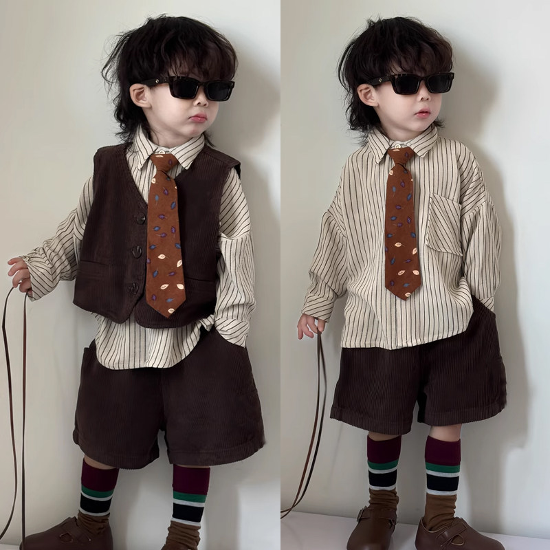 痞帅男童西装套装英伦马甲三件套西服/小西装
