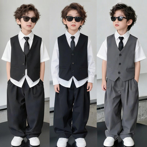 花童礼服男童西装套装春夏帅气周岁宝宝生日西服儿童主持钢琴演出