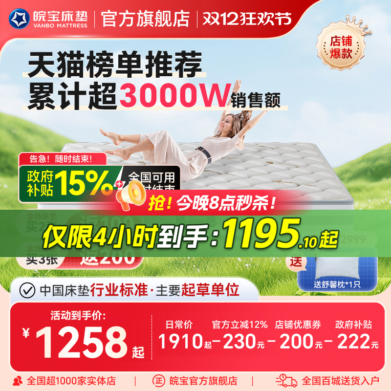 皖宝床垫椰棕棕两用独立弹簧乳胶