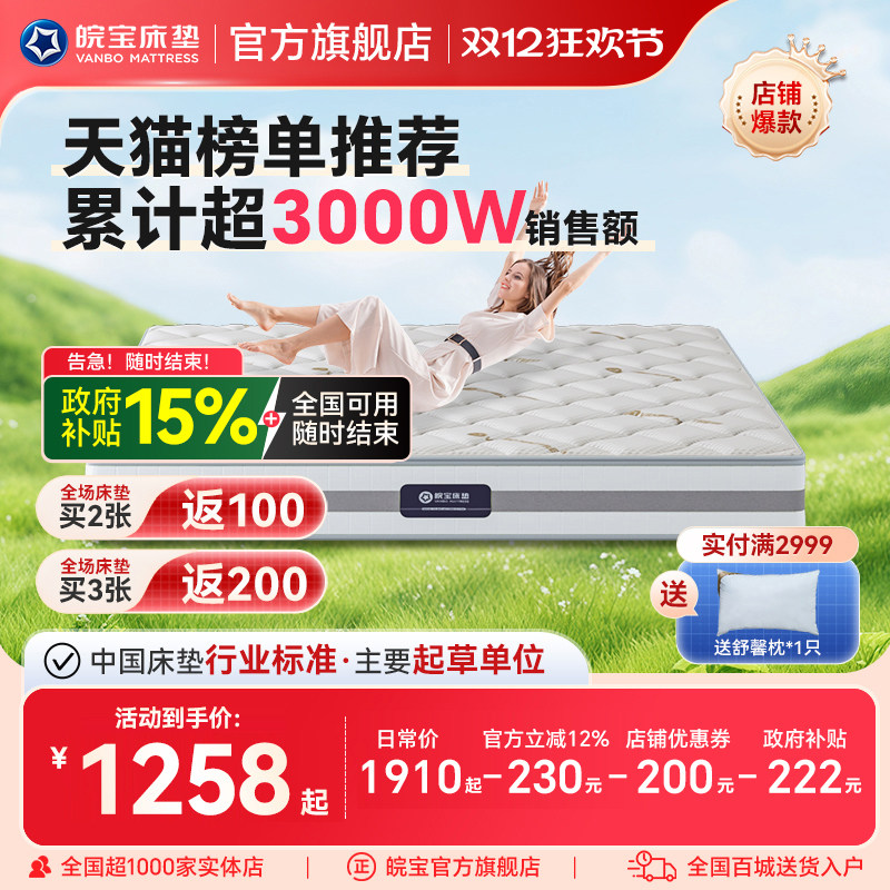 皖宝床垫椰棕棕两用独立弹簧乳胶