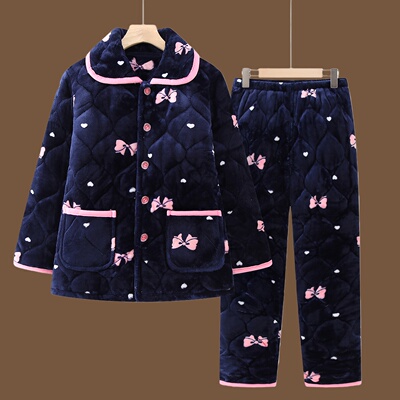 中老年人冬装女奶奶睡衣套装妈妈加绒加厚袄服居家服棉衣奶奶棉服