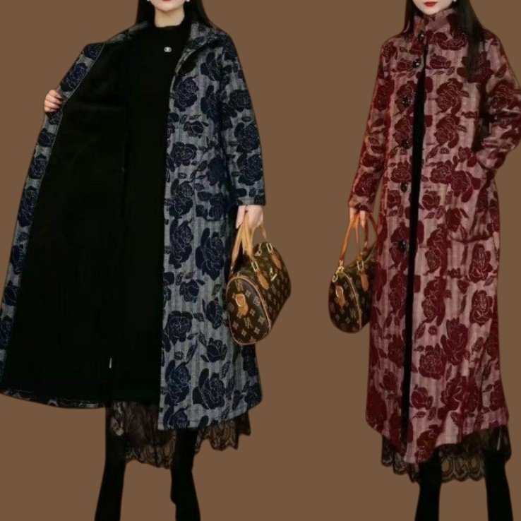 长款过膝棉衣女加绒加厚保暖棉服外套洋气中老年妈妈冬装保暖大衣