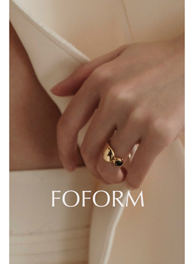 FOFORM 春夏新款不规则黑玛瑙设计感戒指
