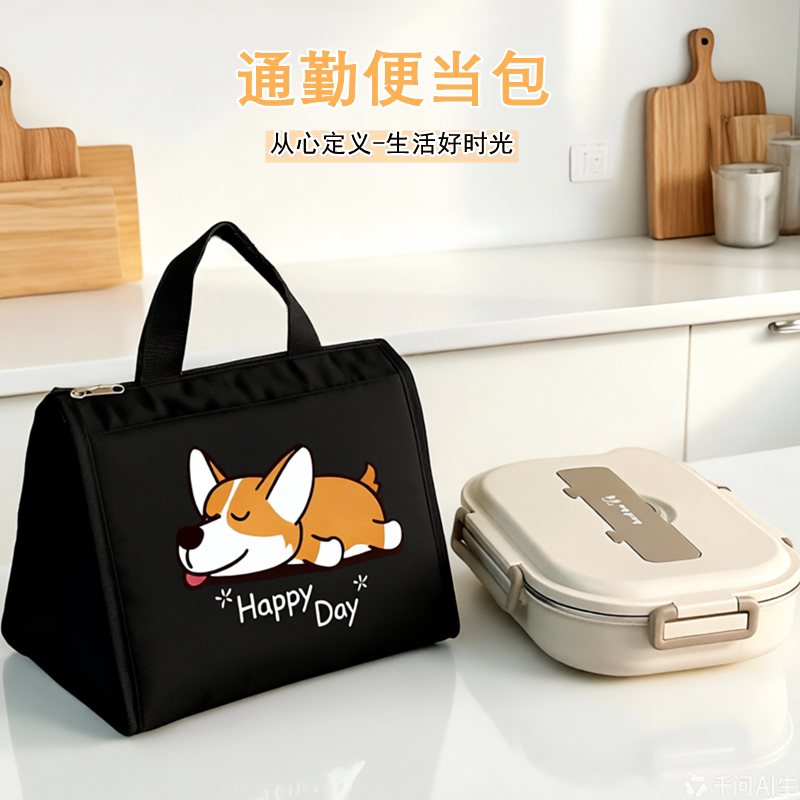 可爱手提保温饭盒袋大容量铝箔便当包防水户外上班族学生饭盒袋子