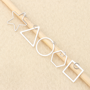 s925纯银几何耳环配件耳勾材料diy半成品双线双珠耳钩空托可调节