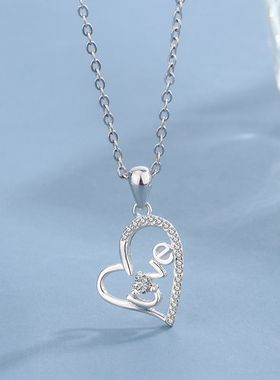 S925纯银爱心锁骨链女
