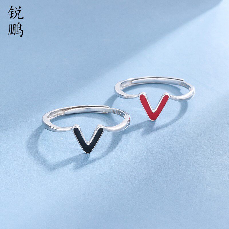 锐鹏S925纯银戒指女心跳心电图食指时尚男个性简约潮人尾戒小指