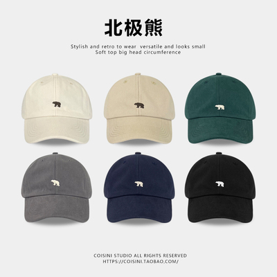 美式大头围棒球帽子软顶学生情侣