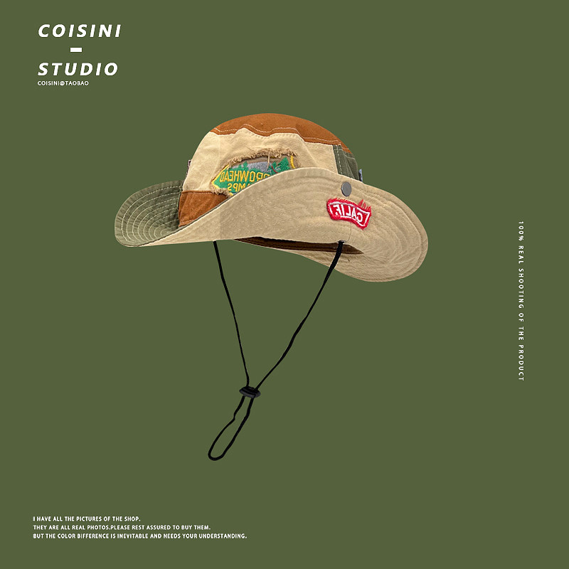 日系复古贴布撞色渔夫帽子女春夏季亲子款户外出游钓鱼登山帽男潮,服饰配件/皮带/帽子/围巾,帽子,淘宝优惠券,粉丝福利购,淘宝优惠卷