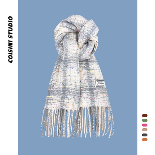 韩版ins显白格纹仿羊绒围巾