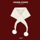 2025新款 软糯纯色镂空毛球三角围巾女秋冬保暖百搭护颈氛围感披肩