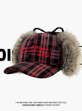 2025新款复古亚比风棒球帽鸭舌帽子女冬季保暖护耳雷锋帽辣妹时髦