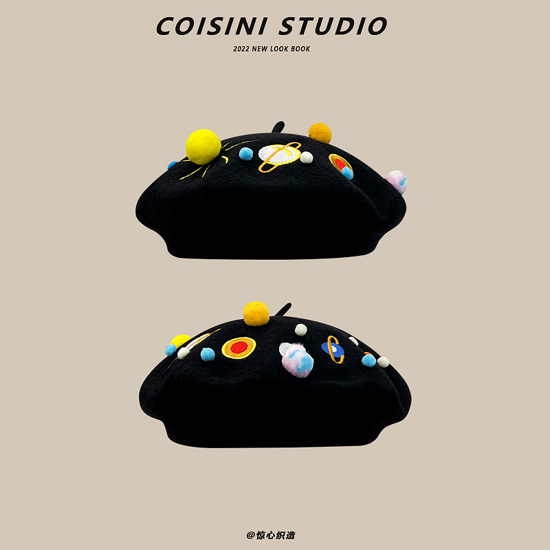 日系甜美星球动漫羊毛尼贝雷帽