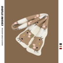 韩版 ins甜美可爱kitty猫咪刺绣针织围巾女生秋冬学生百搭保暖围脖