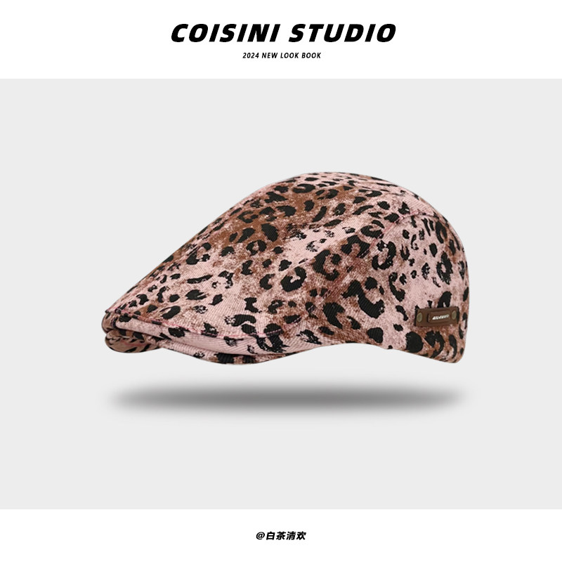 甜酷粉色豹纹前进帽子女秋废土风可反戴百搭大头围显脸小贝雷帽潮,服饰配件/皮带/帽子/围巾,帽子,淘宝优惠券,粉丝福利购,淘宝优惠卷
