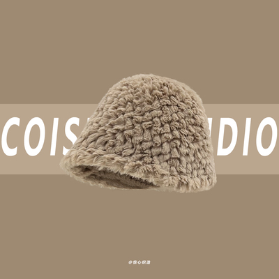 韩版ins毛绒渔夫帽子女秋冬