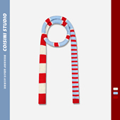 饰穿搭围脖潮 出游百搭装 赵昭仪同款 红蓝条纹针织细长围巾女生时尚