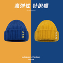 日系XXX缝线毛线帽子女秋冬季 保暖百搭针织帽宽松大头围套头冷帽