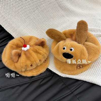 樱桃毛绒帽女秋冬保暖百搭