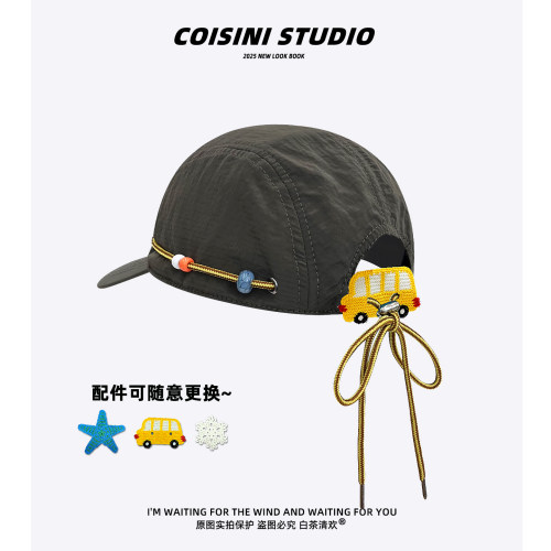 创意手工diy纯色抽绳轻便棒球帽