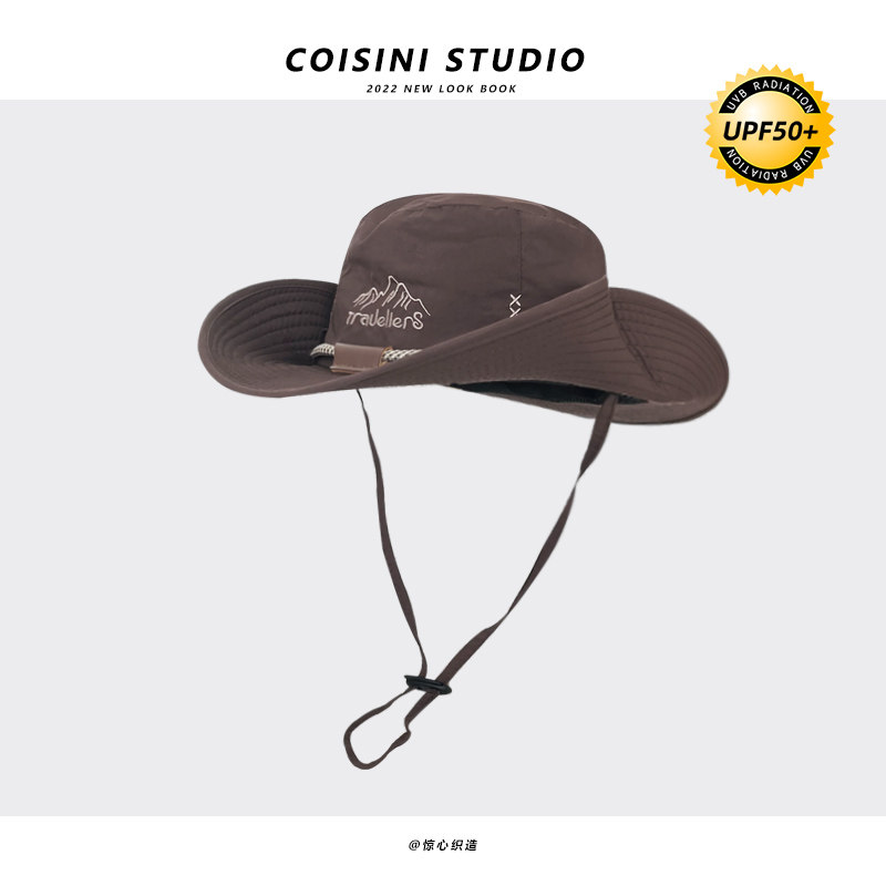 日系抽绳大檐登山钓鱼西部牛仔帽