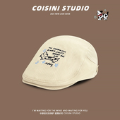 日韩系可爱小狗星星刺绣前进帽女春秋出游搭配单品贝雷帽显脸小潮