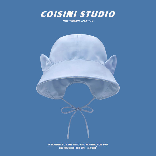可爱猫耳双面可戴渔夫帽遮阳防晒