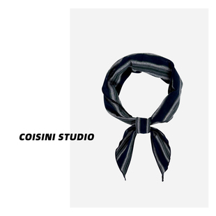 日系文艺棉麻条纹三角巾女浪漫复古丝巾氛围感绑发配饰韩系小方巾