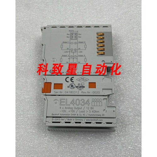 工业配件BECKHOFF EL4034 ETHERCAT 4通道模拟输入端子模块0-10V/