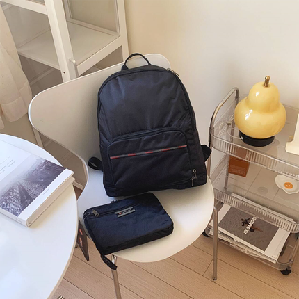 外贸出口原单  可折叠 尼龙双肩包 黑色轻便简约旅行旅游背包便携