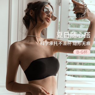 防下垂 KKay调整型文胸无肩带女聚拢防走光抹胸光面无痕内衣大码