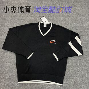 010 NIKE耐克 133 DX0009 V领运动休闲毛衣线衫 刺绣LOGO 学院风