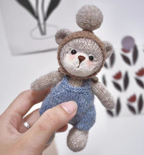 网红同款卡通棒针小熊玩偶材料包公仔手工diy棒针挂件钥匙扣毛线