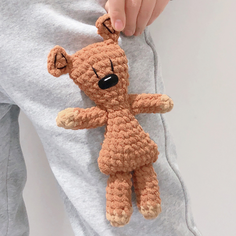 新品憨豆先生小熊diy编织材料