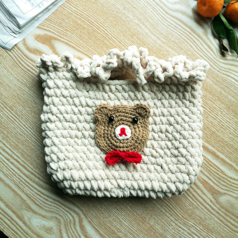手工diy编织小熊编织包材料包粗毛线玩偶自制织钩针材料包