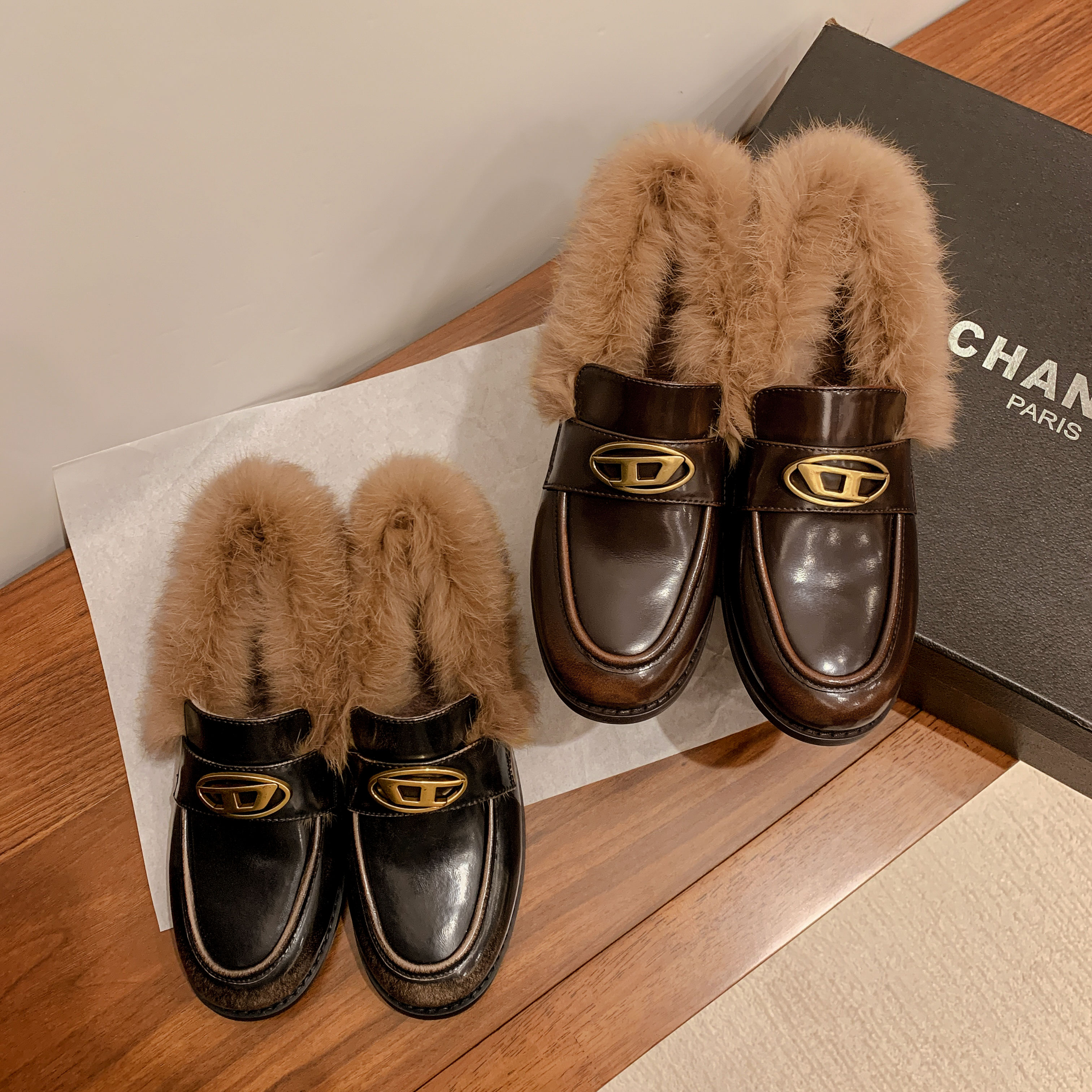 英伦复古休闲百度粗跟舒适乐福鞋