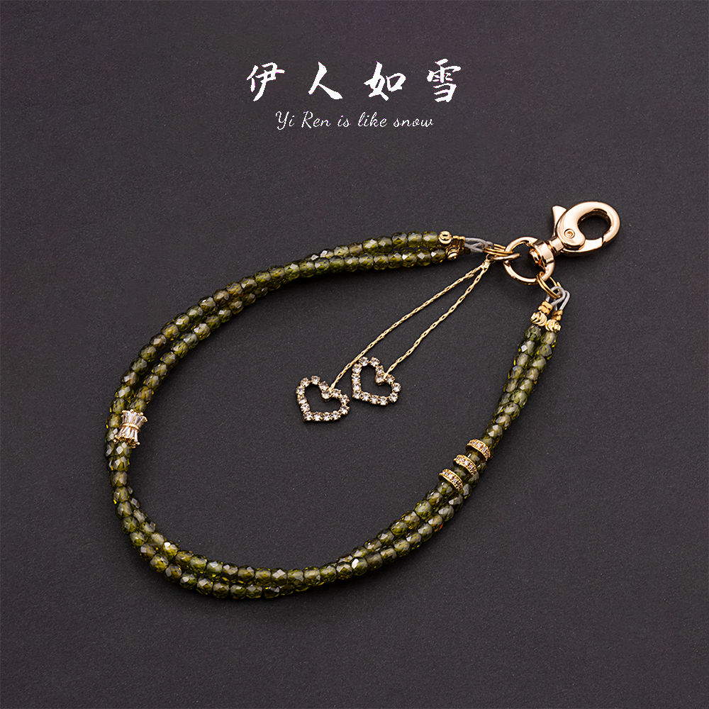 原创轻奢手工天然水晶锆石手机链