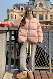 新款现货字母印花粉色羽绒服2C170--2078--P275控418，女装羽绒服，2C170