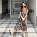 韩系复古印花吊带连衣裙套装女2025夏新款超好看T恤小个子两件套，女装套装/套裙，2C170