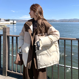 韩版高级感撞色拼接羽绒服女2025年冬季新款显瘦加厚90白鸭绒外套，女装羽绒服，2C170