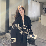 黑色西装外套女2025春季新款高级感宽松长袖休闲开衫独特别致上衣，女装短外套，2C170