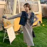 秋款马甲条纹两件套2C170--3028--P155控218，女装连衣裙，2C170
