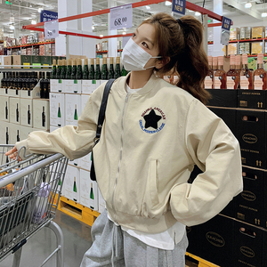 美式慵懒chic短款棒球服外套女春秋2025独特超火好看休闲小众夹克图片