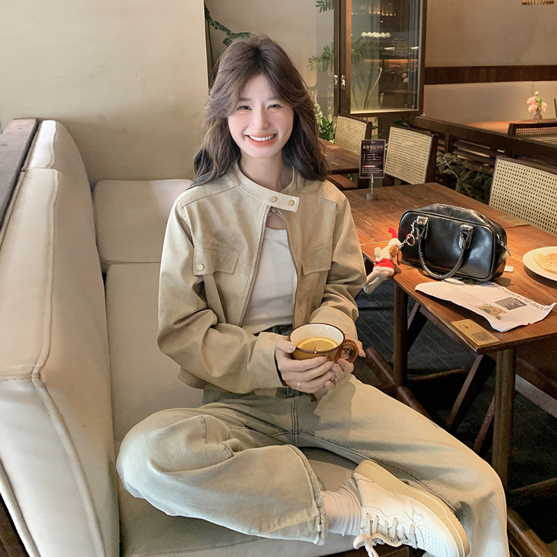 设计感立领夹克机车服外套女2025春秋季新款甜酷显瘦短款夹克上衣图片