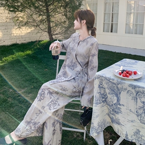 INS风时尚套装长裙提花宽松少女风lulu风职场新中式碎花气质夏季图片