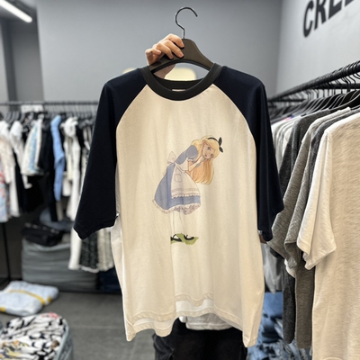 短袖通勤韩国代购印花纯棉女T恤